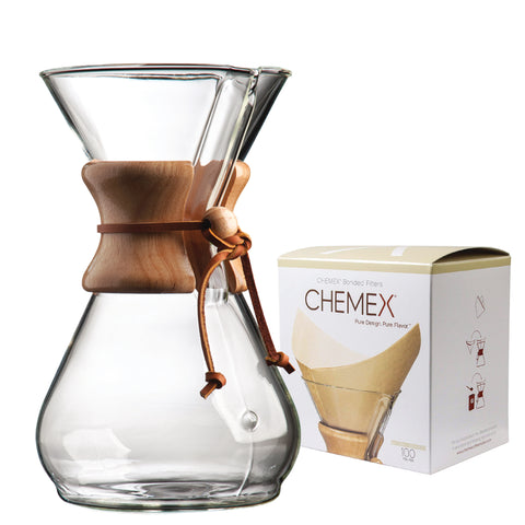 CHEMEX Classic Coffeemaker - 40oz & One Box of 100x Filters